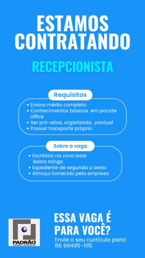 Vaga para Recepcionista