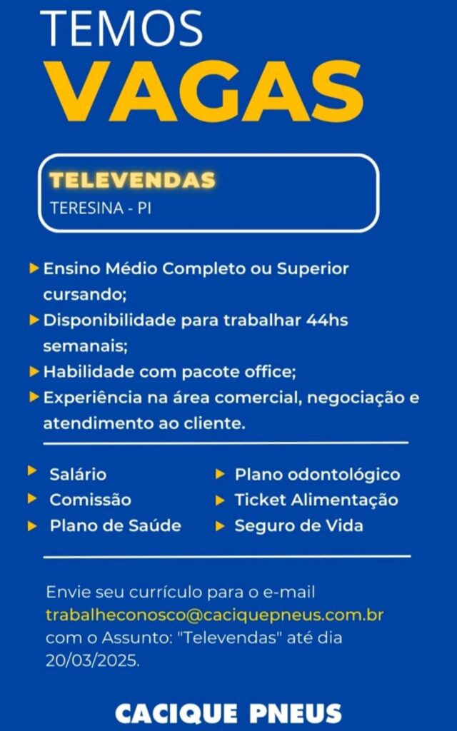 Vaga para Televendas