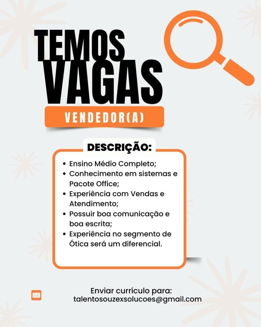 Vaga para Vendedor(a)