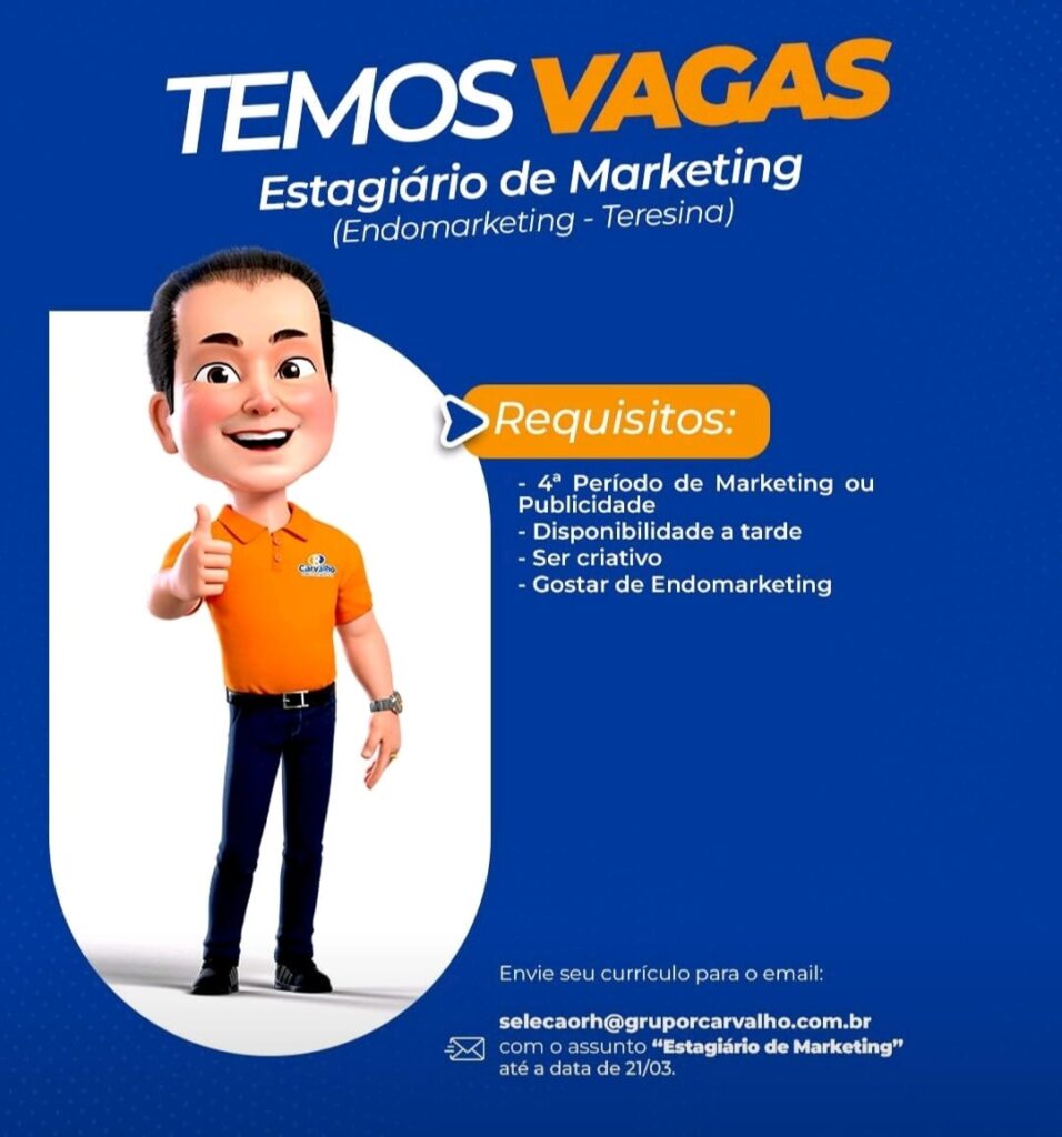 Vaga para de Estágio para Marketing