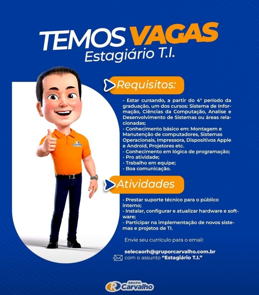 Vaga para de Estágio para T.I