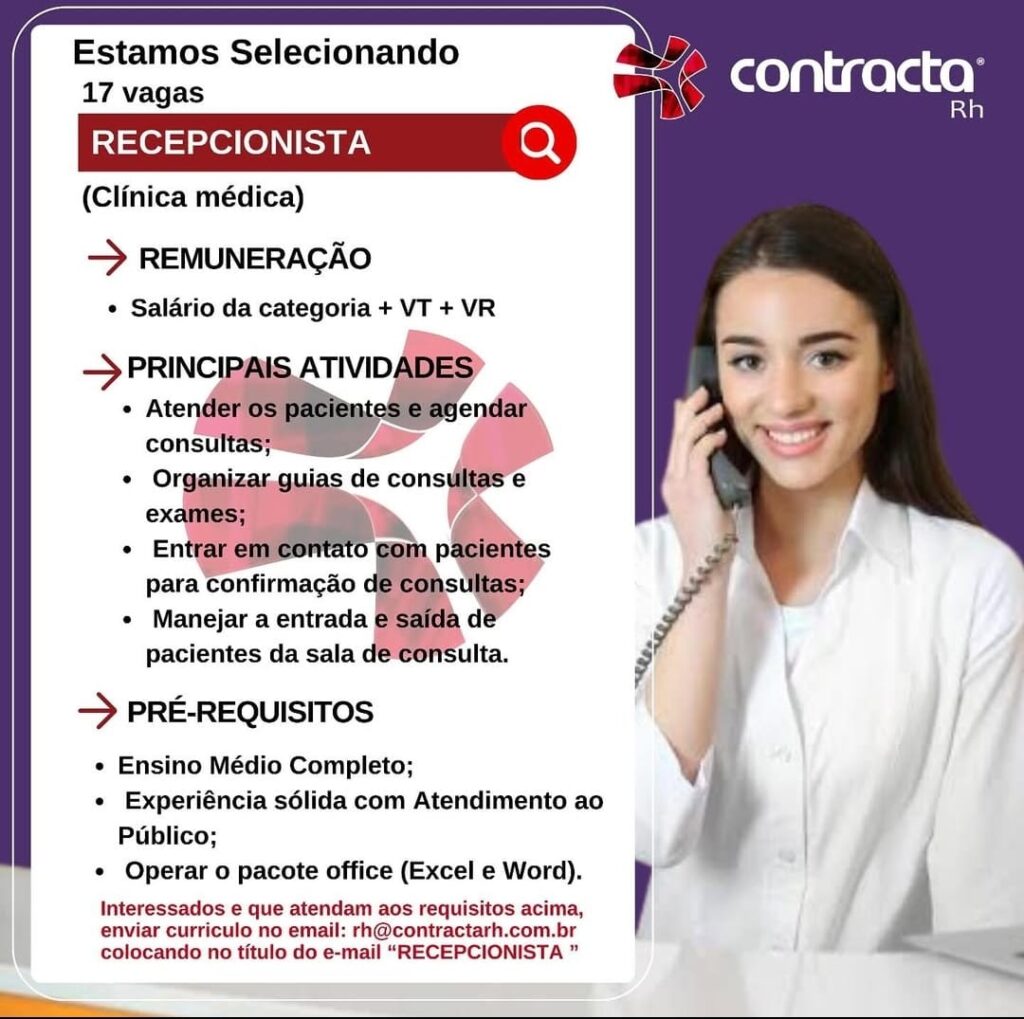 Vagas para Recepcionista