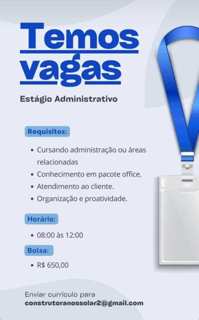 Vaga de Estágio para Administração
