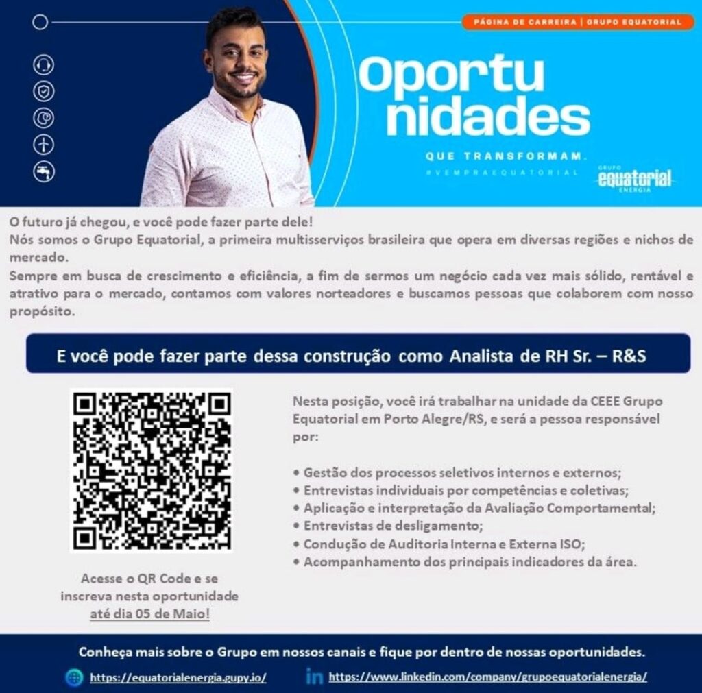 Vaga para Analista de RH Sr.