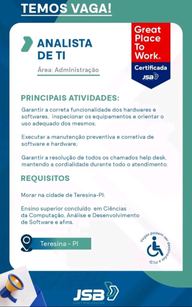 Vaga para Analista de T.I