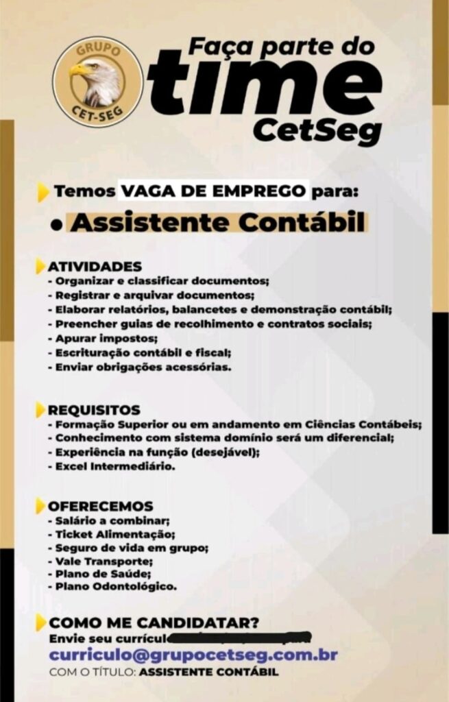Vaga para Assistente Contábil