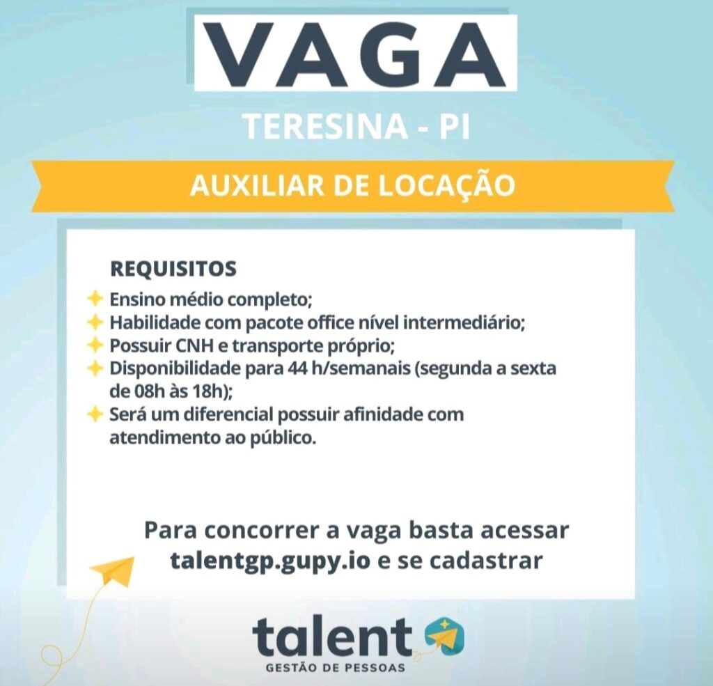Vaga para Auxiliar de Locação