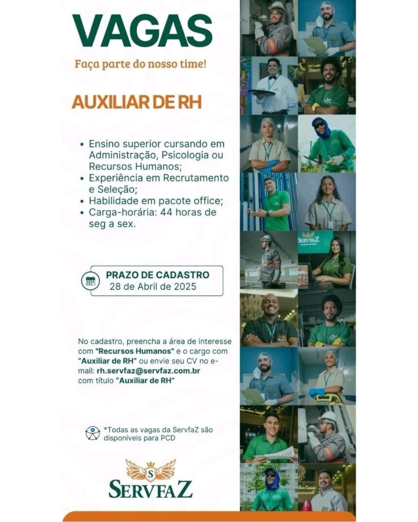 Vaga para Auxiliar de RH