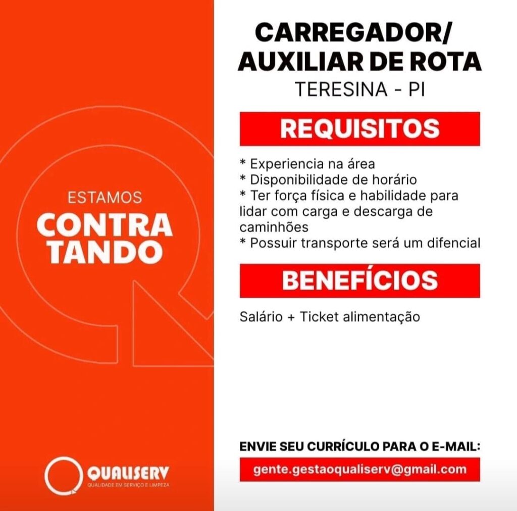 Vaga para Carregador/ Auxiliar de Rota em Teresina