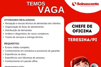 Vaga para Chefe de Oficina