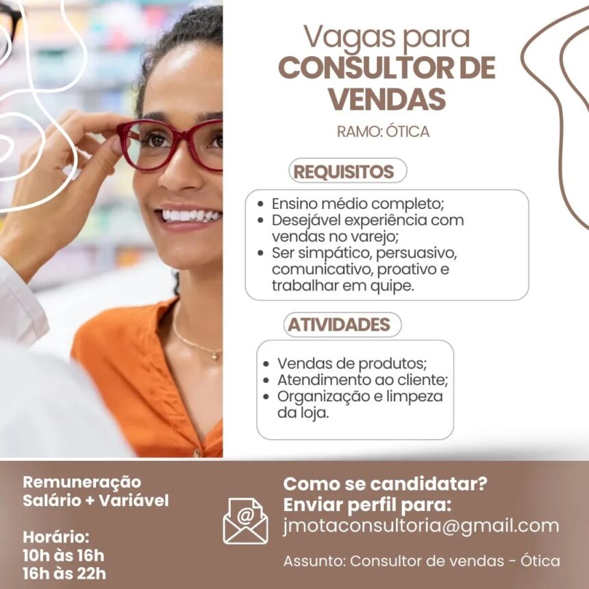 Vaga para Consultor de Vendas