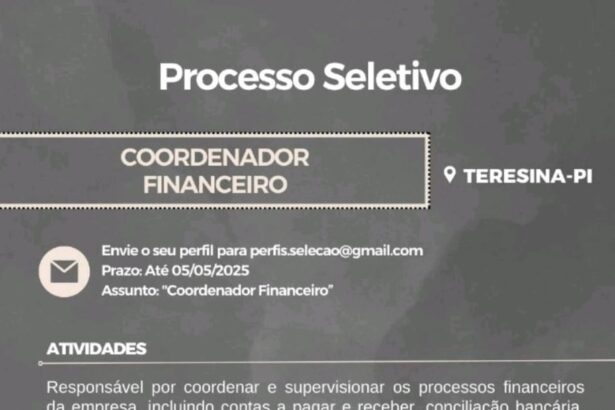 Vaga para Coordenador Financeiro