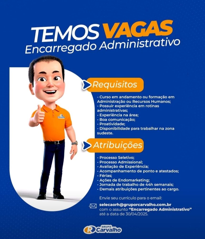 Vaga para Encarregado Administrativo
