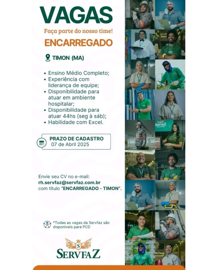 Vaga para Encarregado em Timon