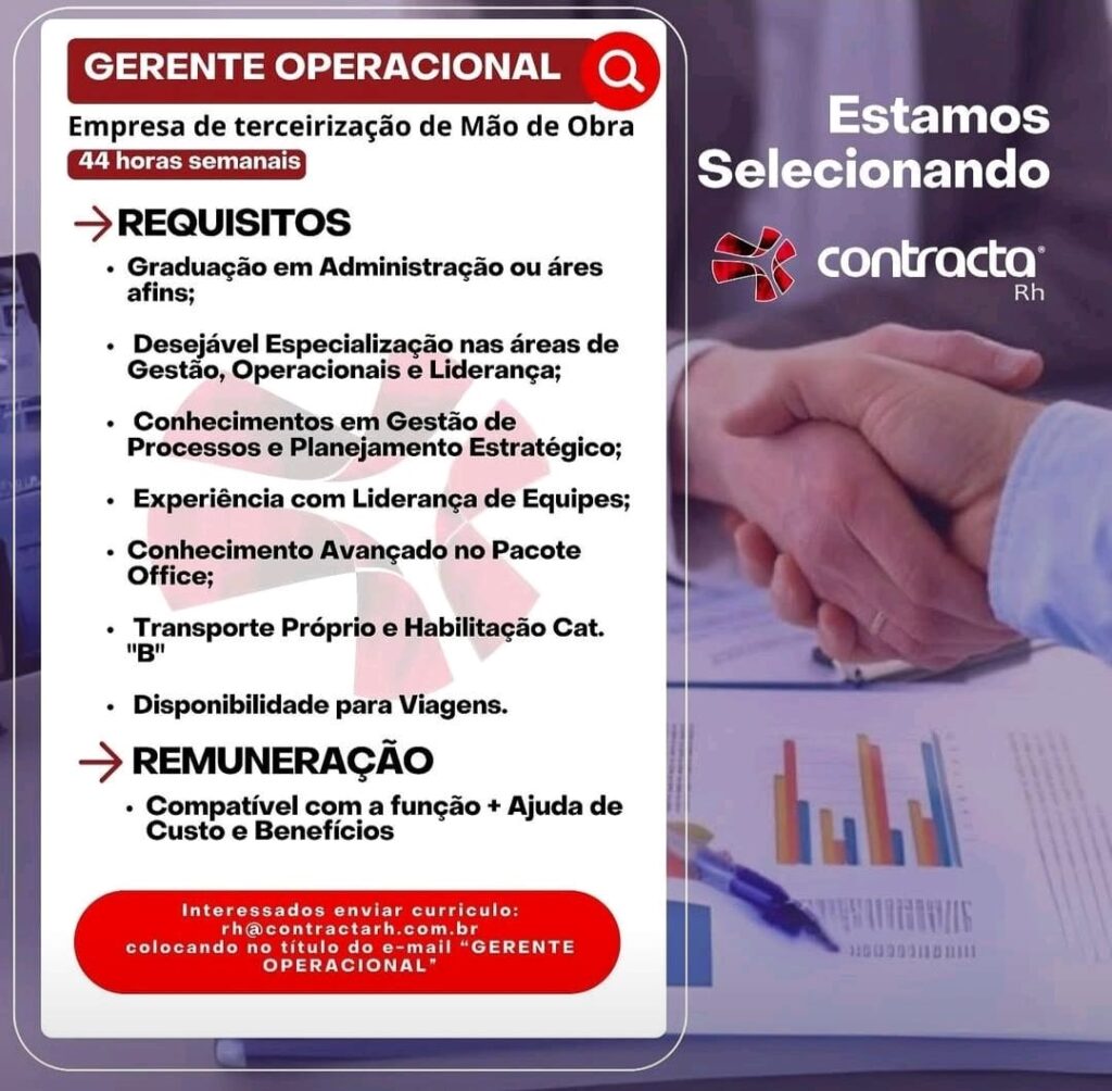 Vaga para Gerente Operacional