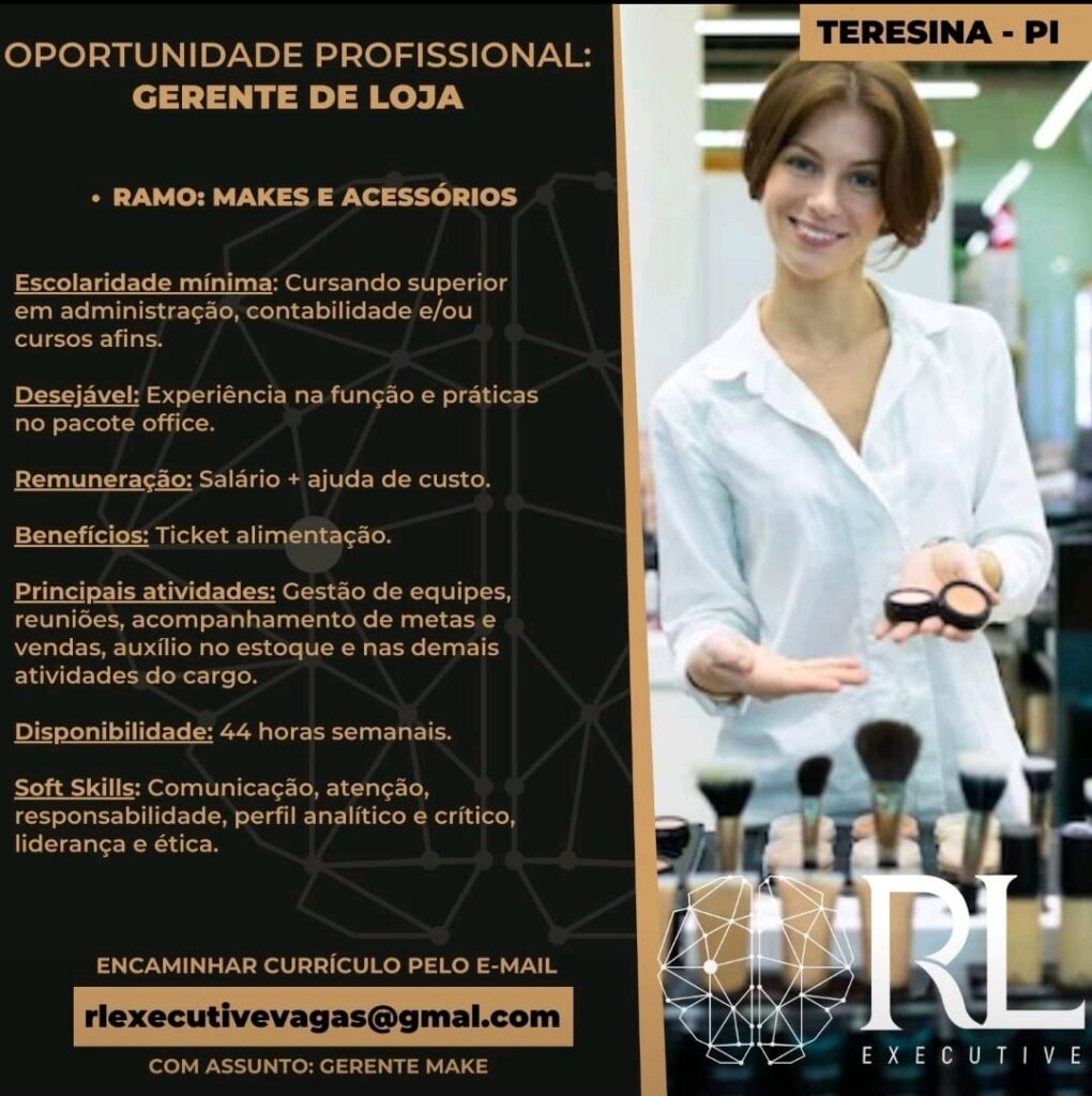 Vaga para Gerente de Loja