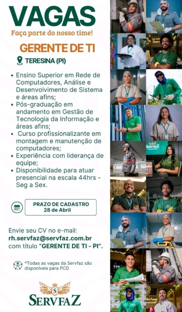 Vaga para Gerente de T.I