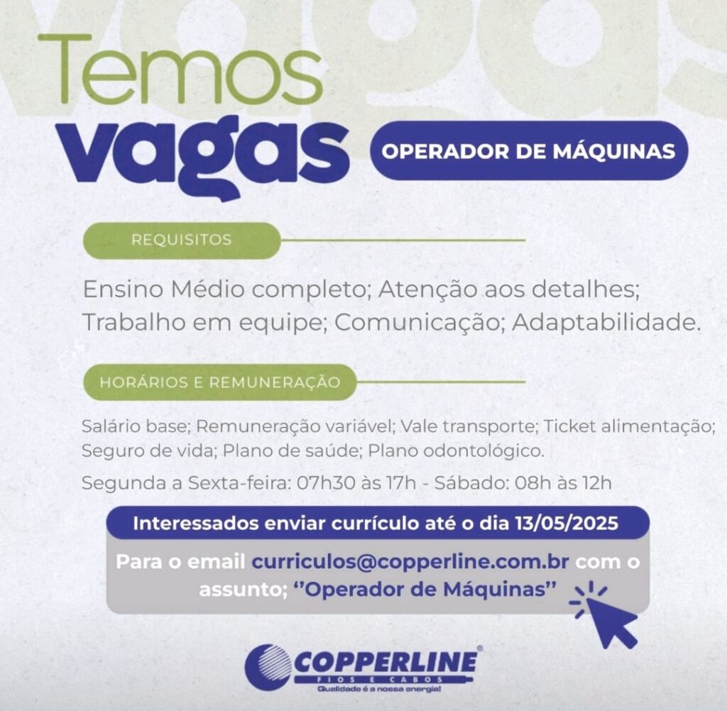 Vaga para Operador de Máquinas