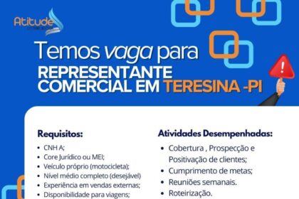 Vaga para Representante Comercial em Teresina