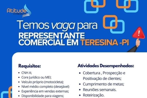 Vaga para Representante Comercial em Teresina