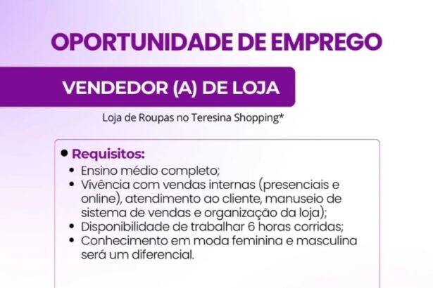 Vaga para Vendedor(a) de Loja