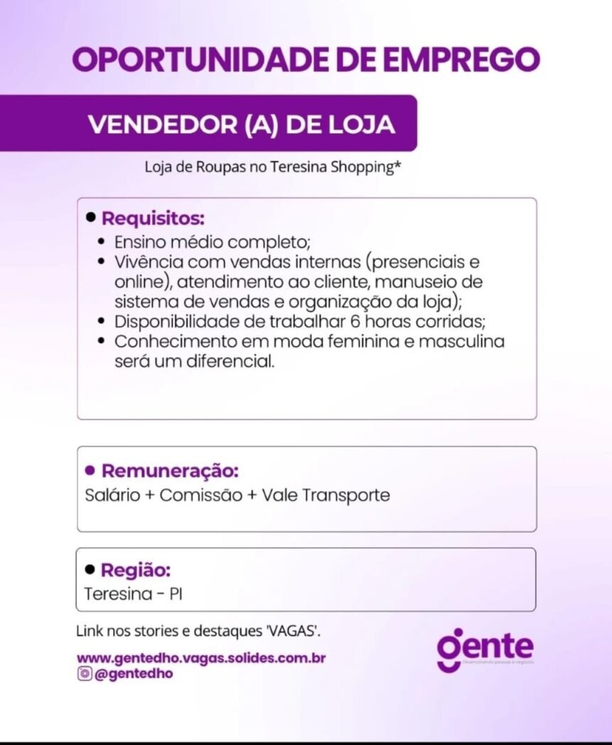 Vaga para Vendedor(a) de Loja