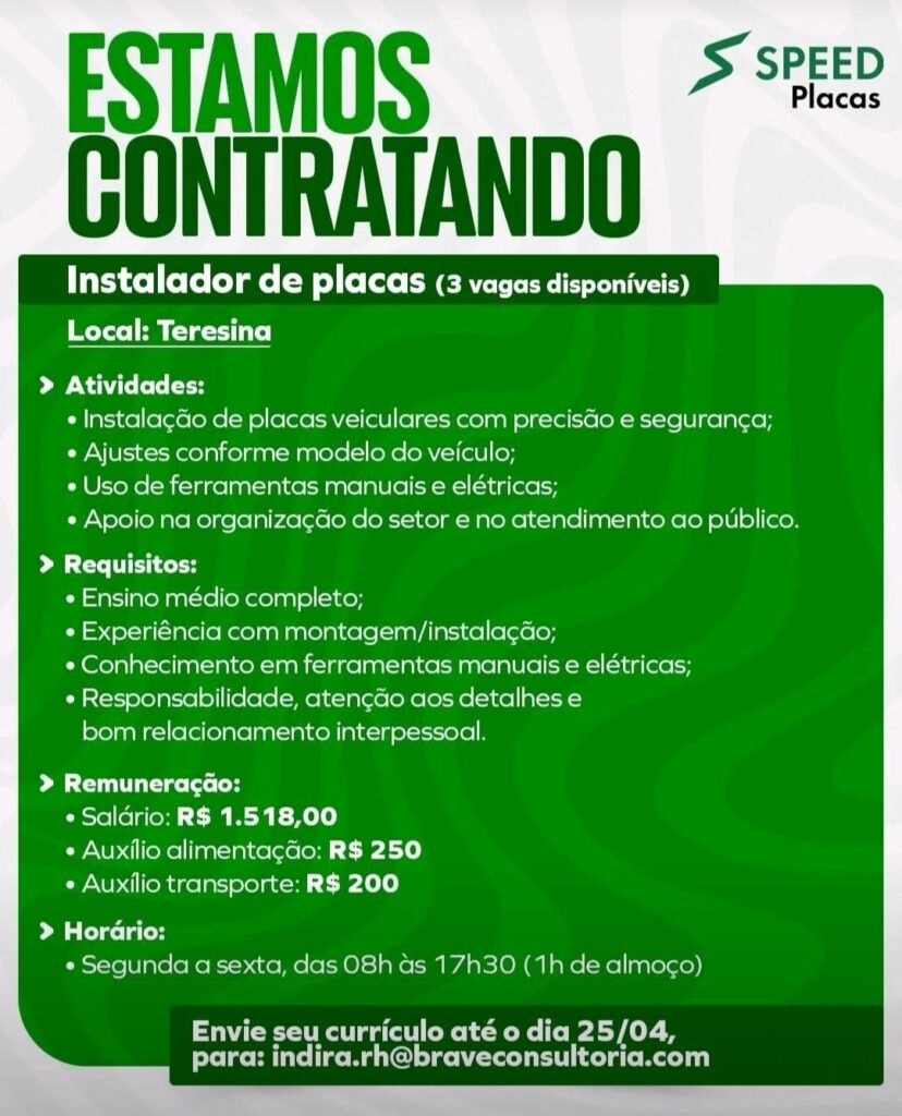 Vagas para Instalador de Placas