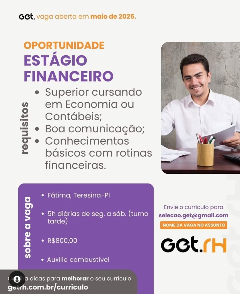 Vaga de Estágio para Financeiro