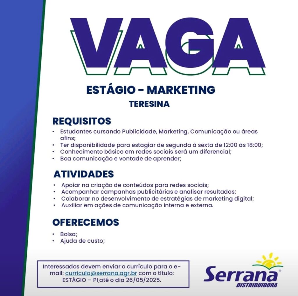 Vaga de Estágio para Marketing
