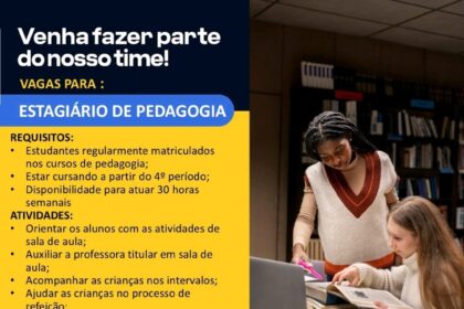 Vaga de Estágio para Pedagogia