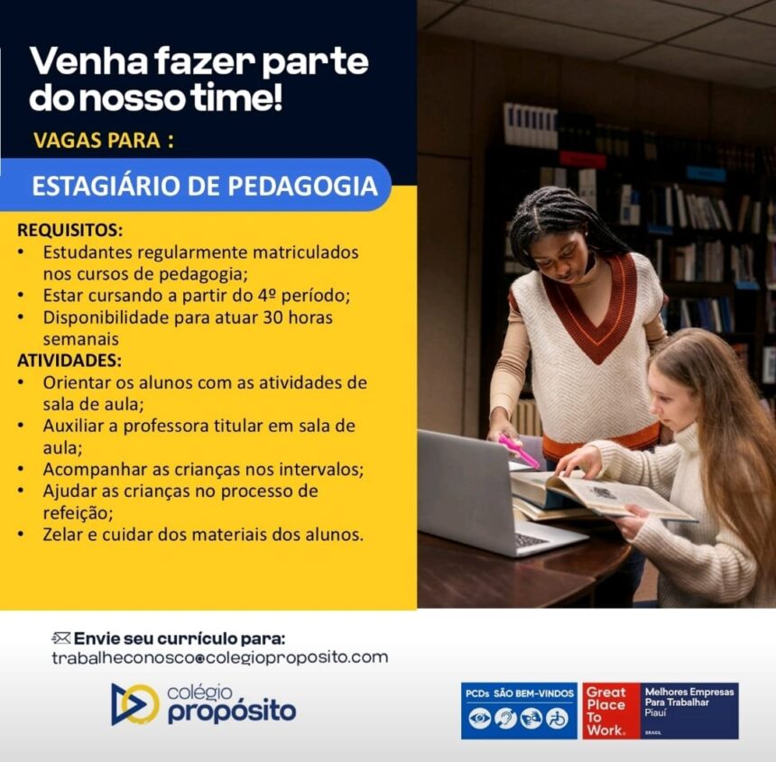 Vaga de Estágio para Pedagogia