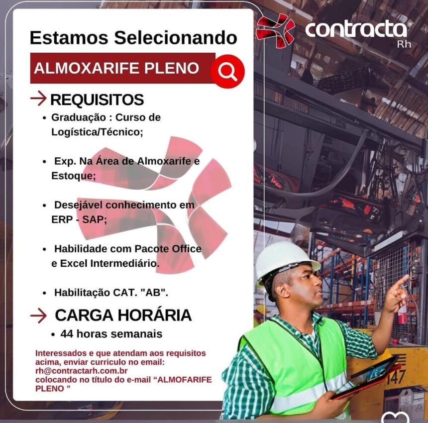 Vaga para Almoxarife Pleno