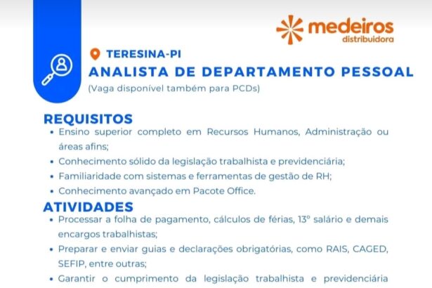 Vaga para Analista de DP