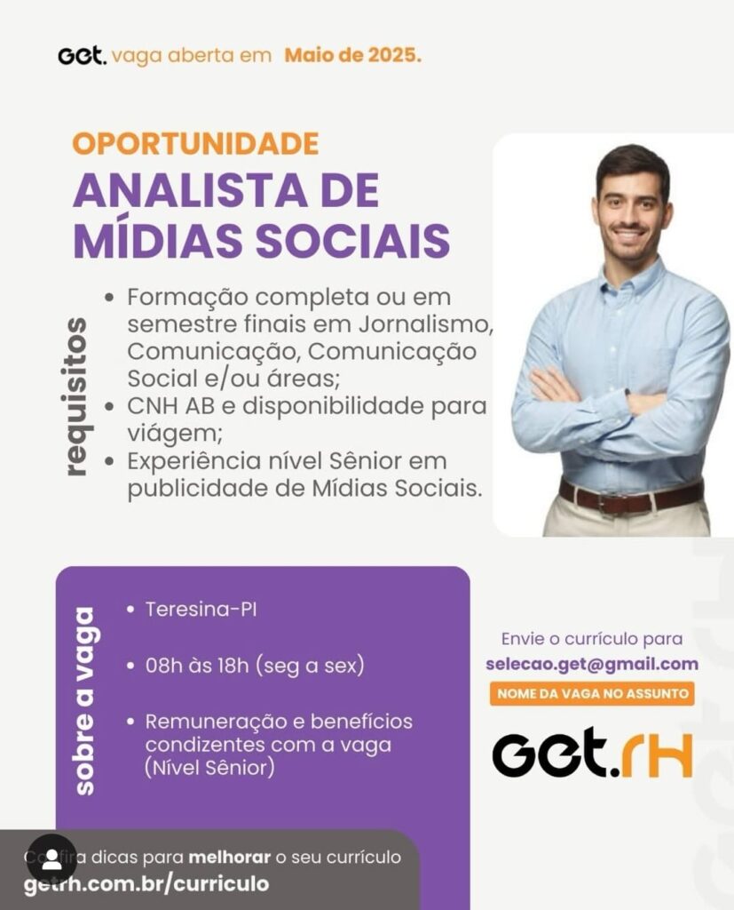 Vaga para Analista de Mídias Sociais