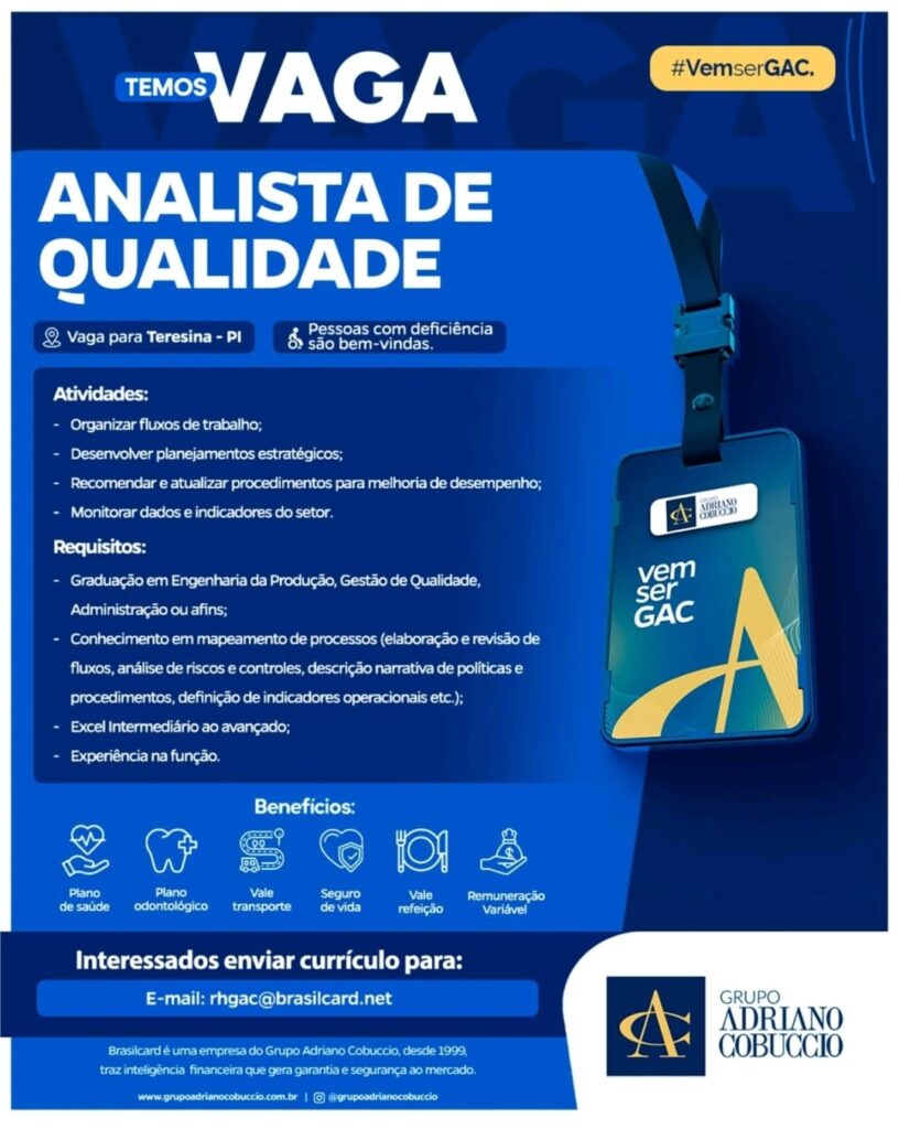 Vaga para Analista de Qualidade