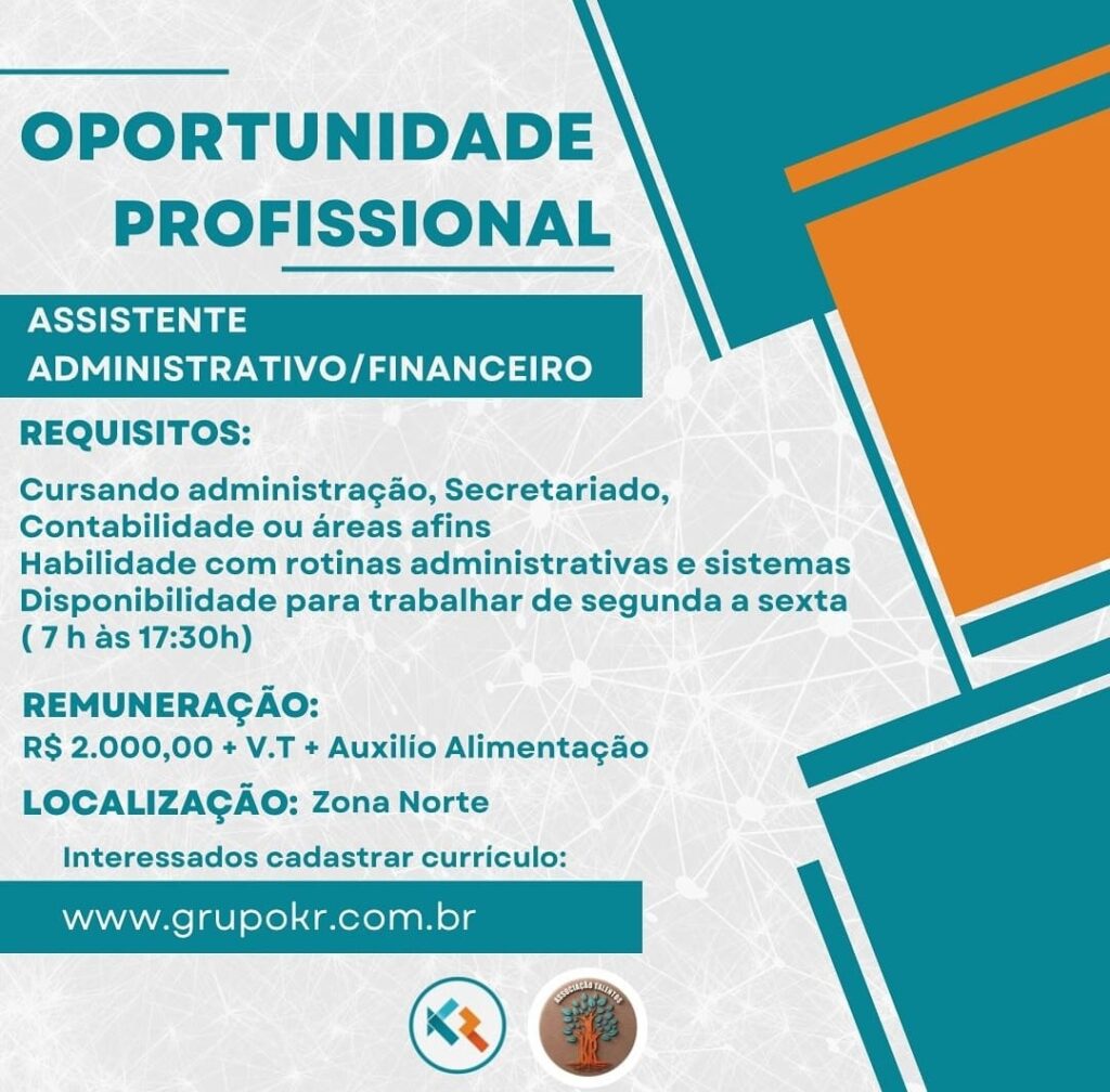 Vaga para Assistente Adm/Financeiro