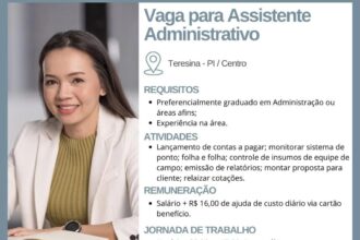 Vaga para Assistente Administrativo
