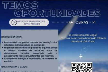 Vaga para Assistente Administrativo (Jovem Aprendiz) em Oeiras