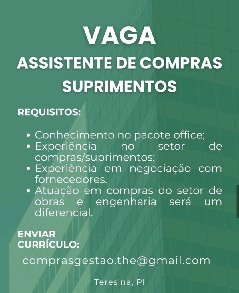 Vaga para Assistente de Compras