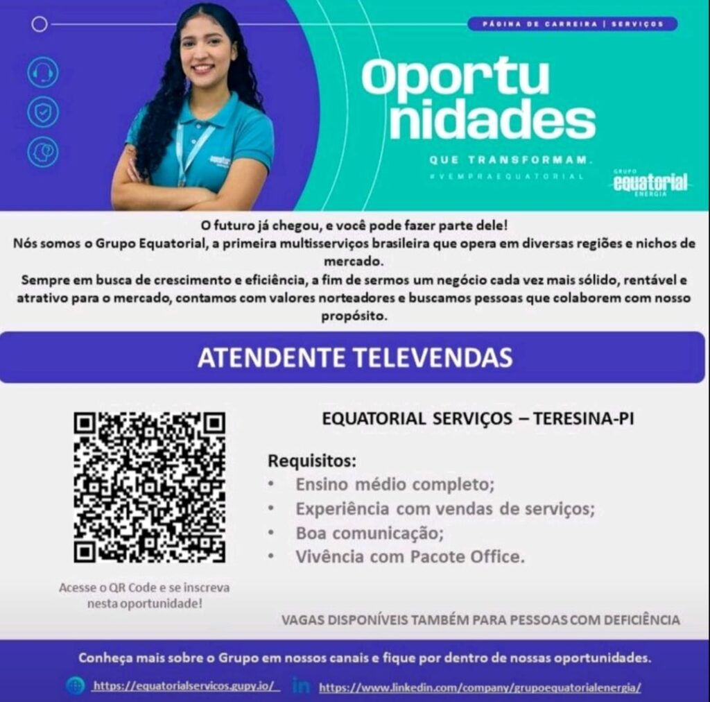 Vaga para Atendente Televendas
