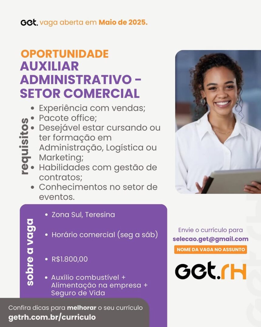 Vaga para Auxiliar Administrativo