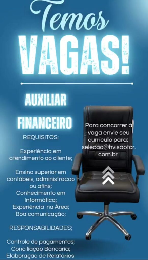 Vaga para Auxiliar Financeiro