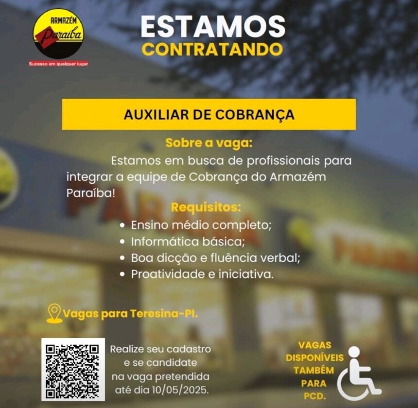 Vaga para Auxiliar de Cobrança