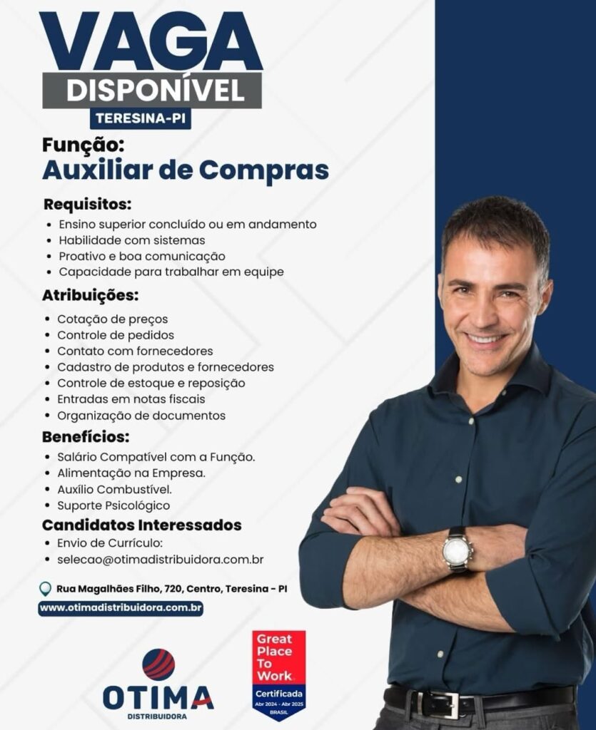 Vaga para Auxiliar de Compras