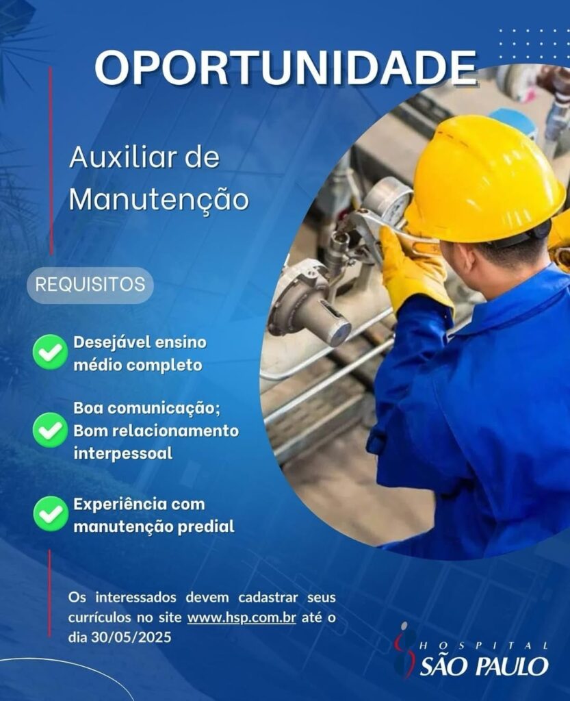 Vaga para Auxiliar de Manutenção