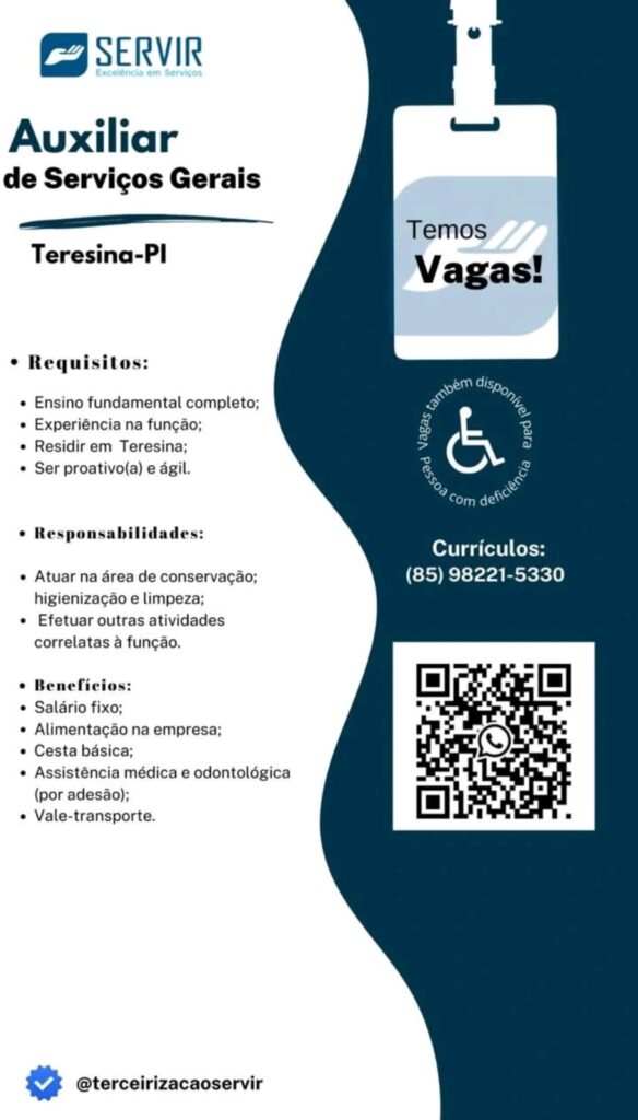 Vaga para Auxiliar de Serviços Gerais