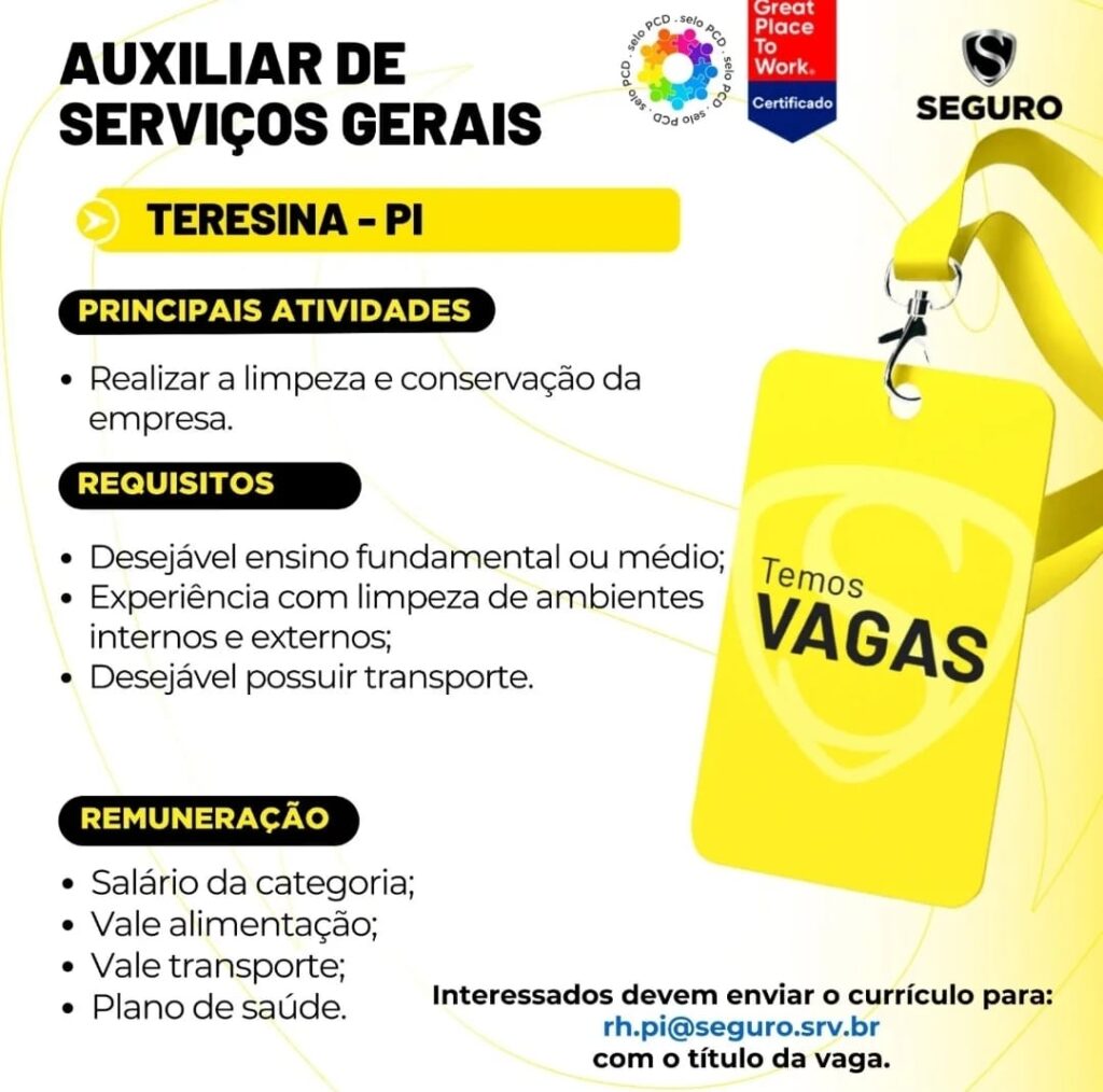 Vaga para Auxiliar de Serviços Gerais