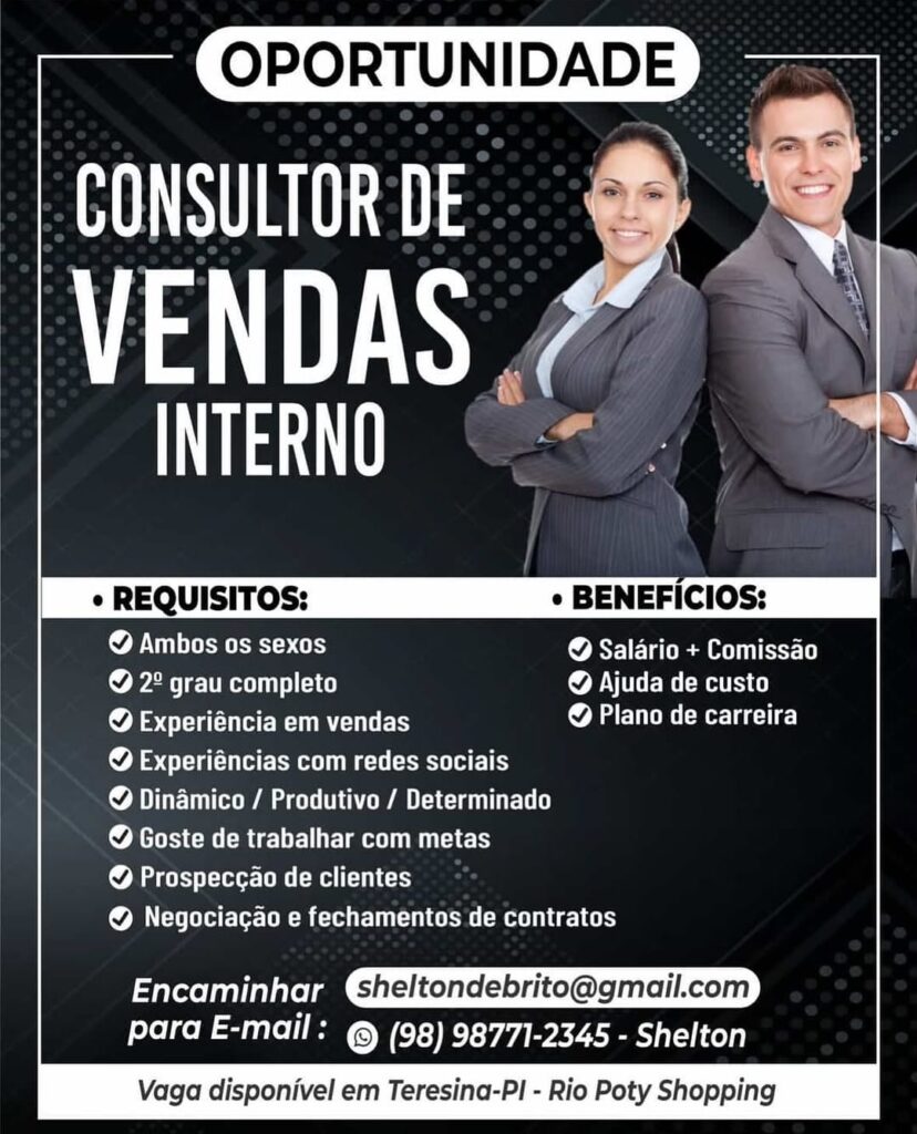 Vaga para Consultor de Vendas