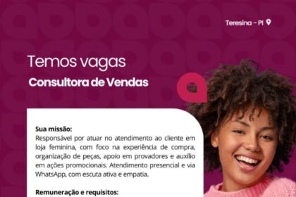 Vaga para Consultora de Vendas