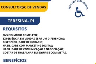 Vaga para Consultor(a) de Vendas